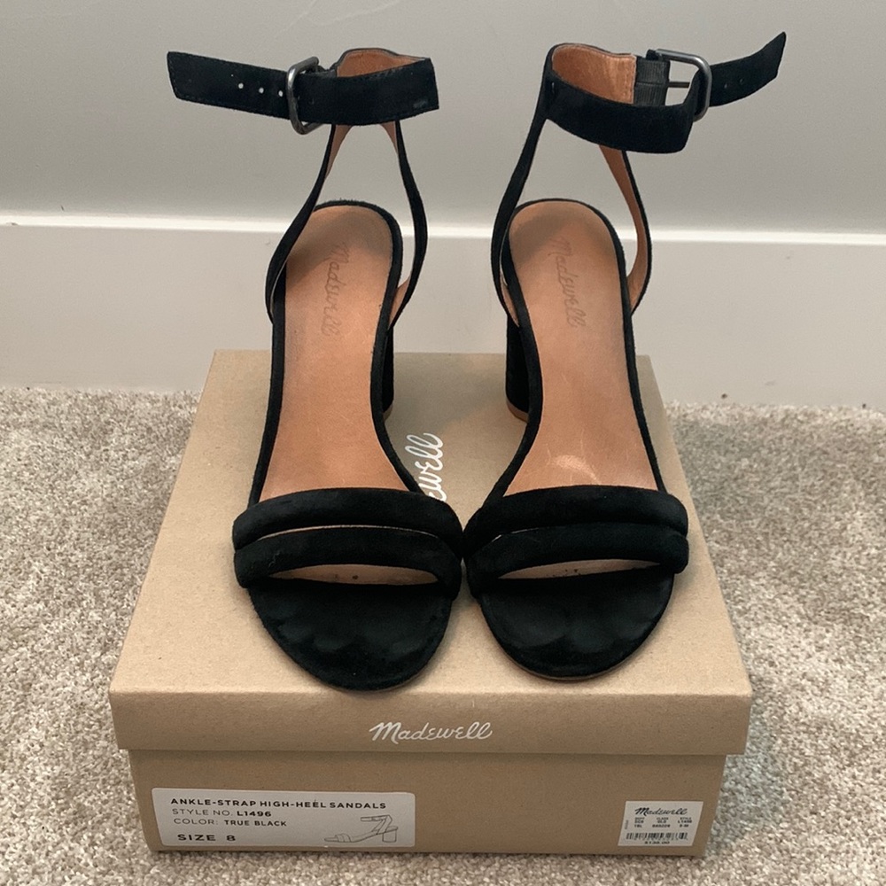 Madewell Black Ankle Strap High Heel Sandals